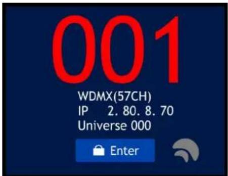 001 WDMX(57CH) IP 2. 80. 8. 70 Universe 000 Enter