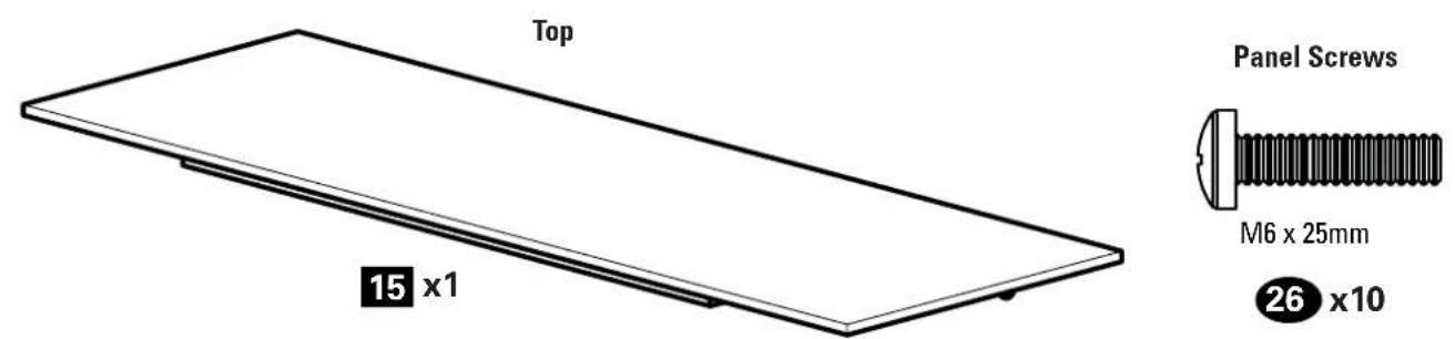 Top 15 x1 Panel Screws M6 x 25mm 26 x10