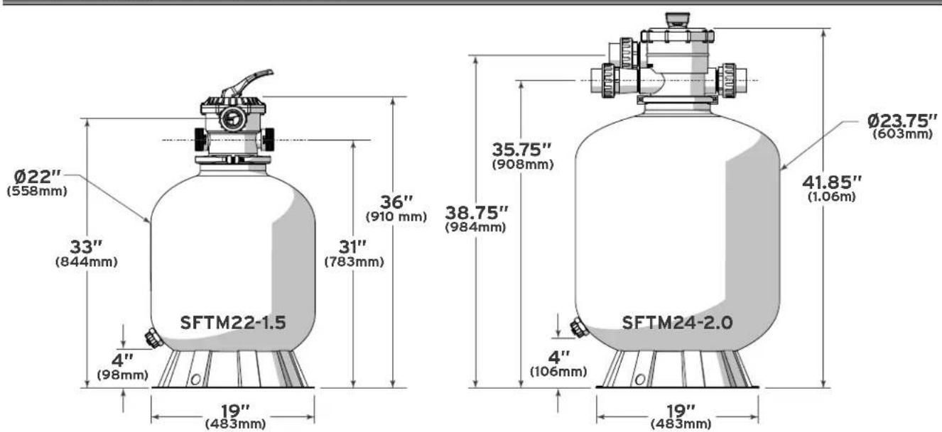 Jandy SFTM24-2.0 - SECTION 6. DIMENSIONS AND REPLACEMENT PARTS - 1