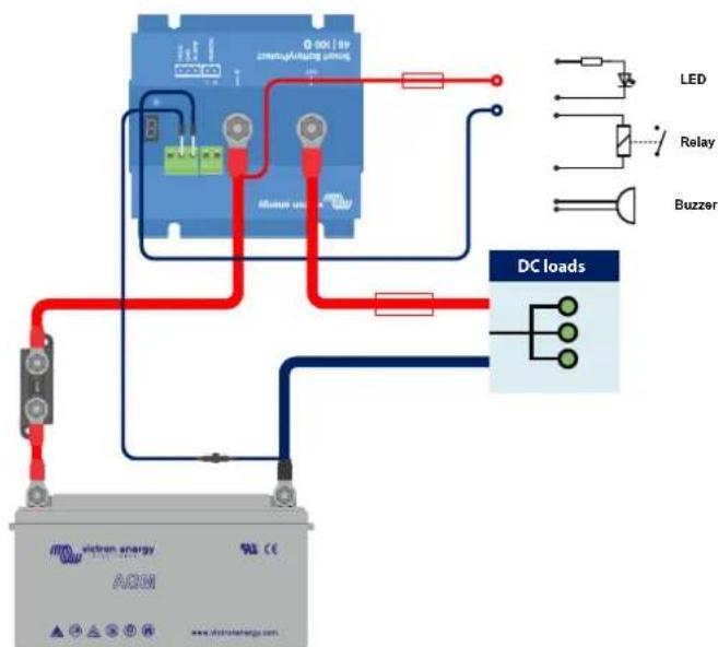 VICTRON ENERGY Smart BatteryProtect 12/24V - Smart BatteryProtect Câblage de la sortie d'alarme - 1