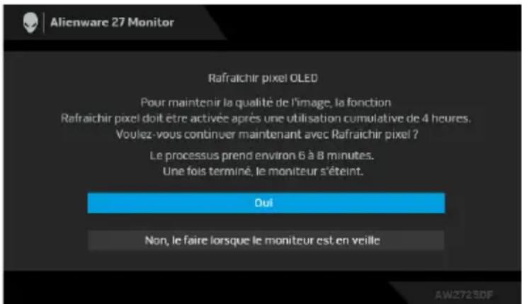 ALIENWARE AW2725DF - REMARQUE : Le message peut être légèrement différent en fonction du signal d'entrée sélectionné. - 1
