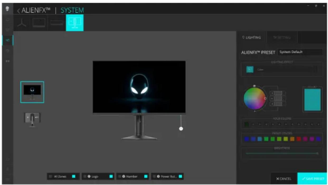 ALIENWARE AW2725DF - Ajuster les effets d'éclairage - 1