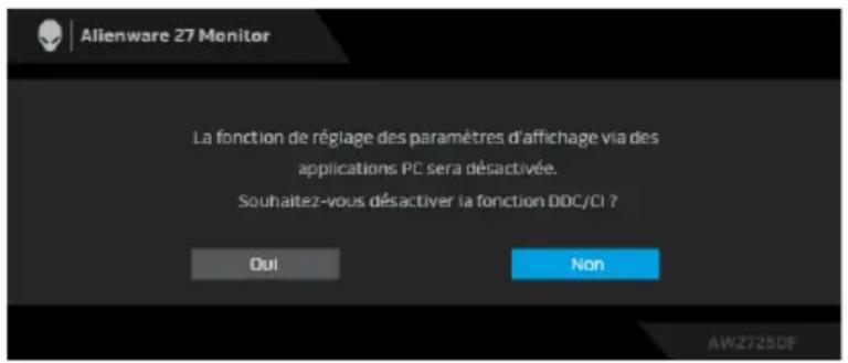ALIENWARE AW2725DF - Messages d'avertissement OSD - 3