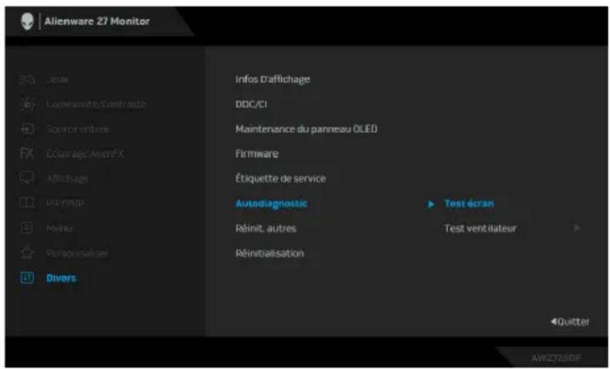 ALIENWARE AW2725DF - Diagnostiques intégrés - 1