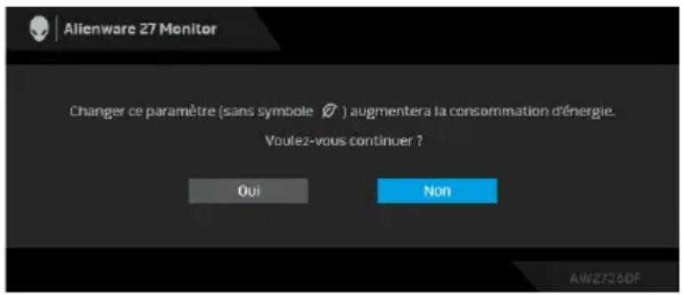 ALIENWARE AW2725DF - Messages d'avertissement OSD - 8
