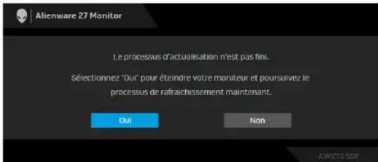 ALIENWARE AW2725DF - REMARQUE : Le message peut être légèrement différent en fonction du signal d'entrée sélectionné. - 3