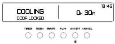 COOLING DOOR LOCKED 0H 30m 18:45 THERM MENU MAMPS PLUS ACCEPT CANCEL