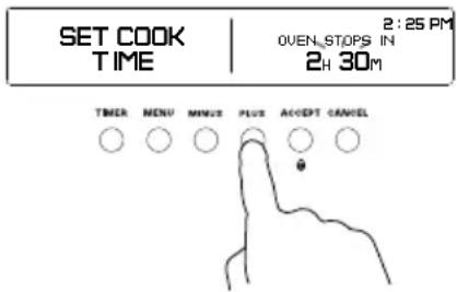 SET COOK TIME 2:25 PM OUEN_STOPS IN 2H 30M TIMER MENU MINUS PLUS ACCEPT CANCEL