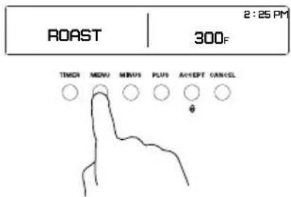 ROAST 300F 2:25 PM TIMER MENU MINUS PLUS ACCEPT CANCEL