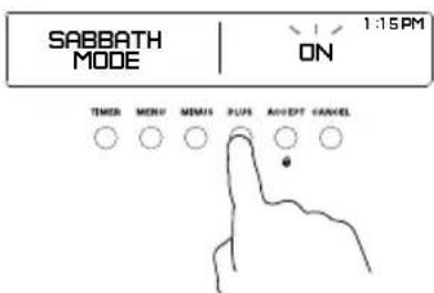 SABBATH MODE ON 1:15PM TIMER MENU MEMS PLUS ACOPT CANCEL