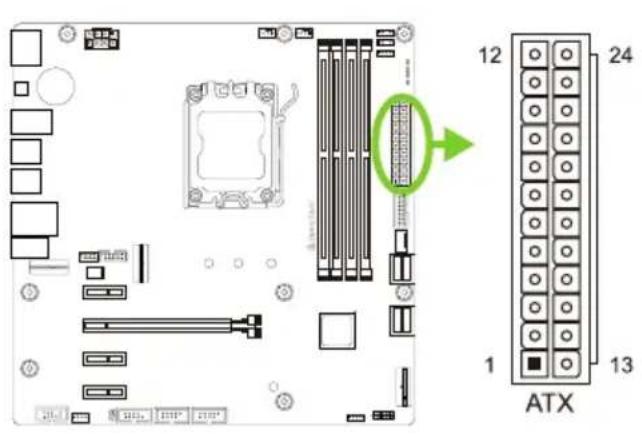 BIOSTAR B650MT-E PRO - ATXPWR: ATX电源接口 - 1