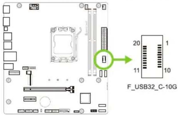 BIOSTAR A620MS - F\_USB32\_C-10G: 前置面板USB 3.2(Gen2)接头 - 1