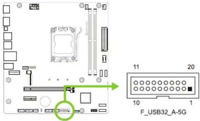 BIOSTAR A620MS - F\_USB32\_A-5G: 前置面板USB 3.2(Gen1)接头 - 1
