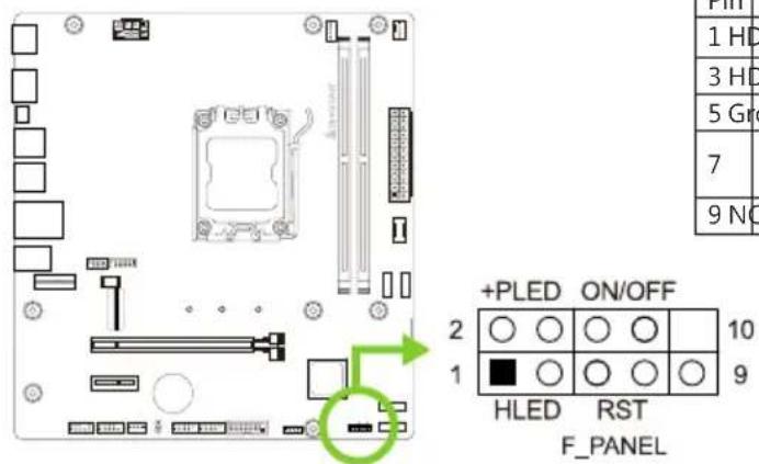 BIOSTAR A620MS - F\_PANEL: 前置面板接头 - 1