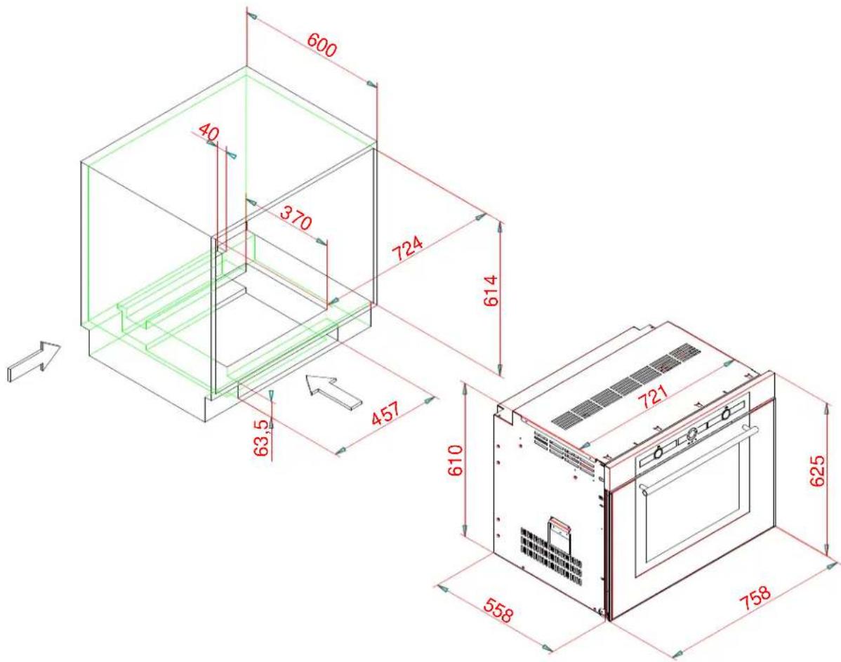 Porter & Charles SOPS76ECO - SOPS76ECO - Single Oven Measurements (under counter installation) - 1
