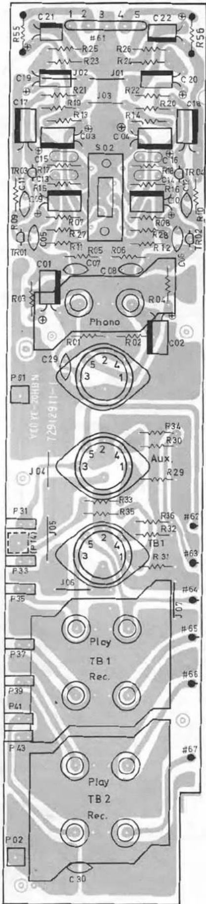 C21 1 2 3 4 5 C22 + #61 R55 R25 R26 R23 R24 C19 J02 J01 C20 + R21 J03 R22 C17 R19 R13 R14 R20 C18 + C03 C04 S02 C15 C16 TR04 TR03 R17 C13 R15 R16 C09 R07 R08 R05 R06 R12 TR01 C05 R05 R06 C07 C08 C01 Phono R03 RC1 R02 C02 C29 5 2 4 1 P01 Y(0)Y-29H J04 R34 R30 Aux. R29 J05 R33 R35 R36 #62 TB1 #63 P31 P14 P33 J06 F35 Play TB1 Rec. P37 #64 P39 #65 P41 #66 P43 #67 P42 Play TB2 Rec. C30