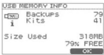 ROLAND TD-11 - Vista de la información sobre la memoria USB (Information) - 1