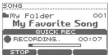 SONG My Folder 001 My Favorite Song QUICK REC RECORDING.. 00:07 STOP
