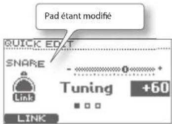 Pad étant modifié QUICK EDIT SNARE Link Tuning +60 LINK