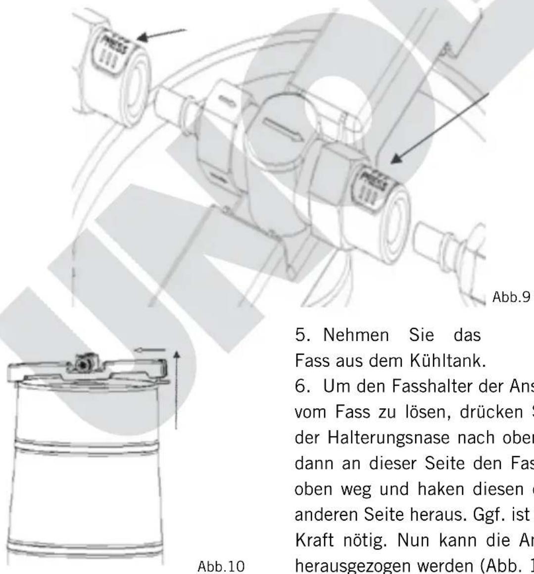 UNOLD Franzl 48975 - Entfernen Sie das Anstechrohr bzw. den Frische-Fässchen-Adapter nur wenn das Fass vollständig geleert ist - 1