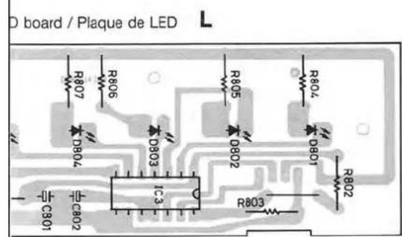 D board / Plaque de LED R807 R806 R805 R804 DB04 DB03 DB02 DB01 R802 C301 C802 IC3