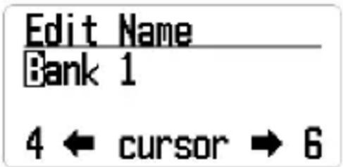 Edit Name Bank 1 4 ← cursor → 6