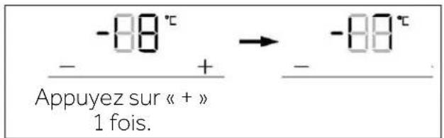 -88° Appuyez sur « + » 1 fois.