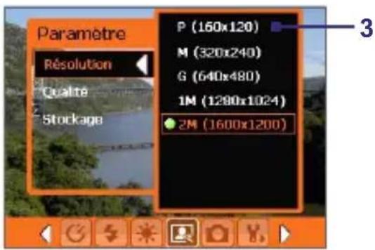 ORANGE SPV M3100 - Pour naviguer sur l'écran Paramètres d'Appareil Photo - 2