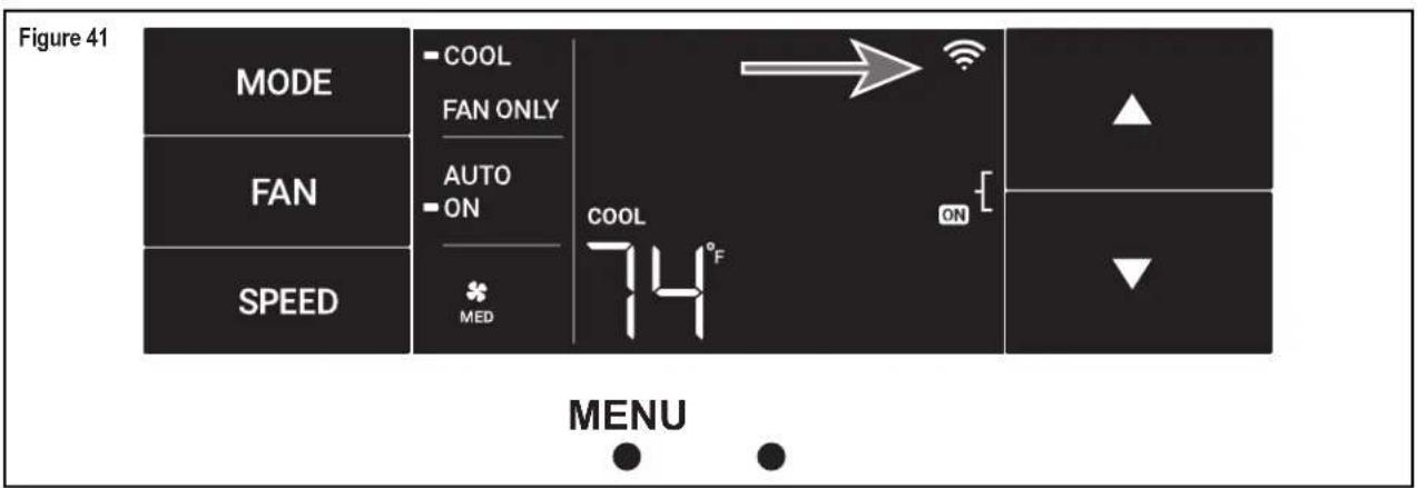 Figure 41 MODE FAN SPEED COOL FAN ONLY AUTO ON MED COOL 74°F ON MENU