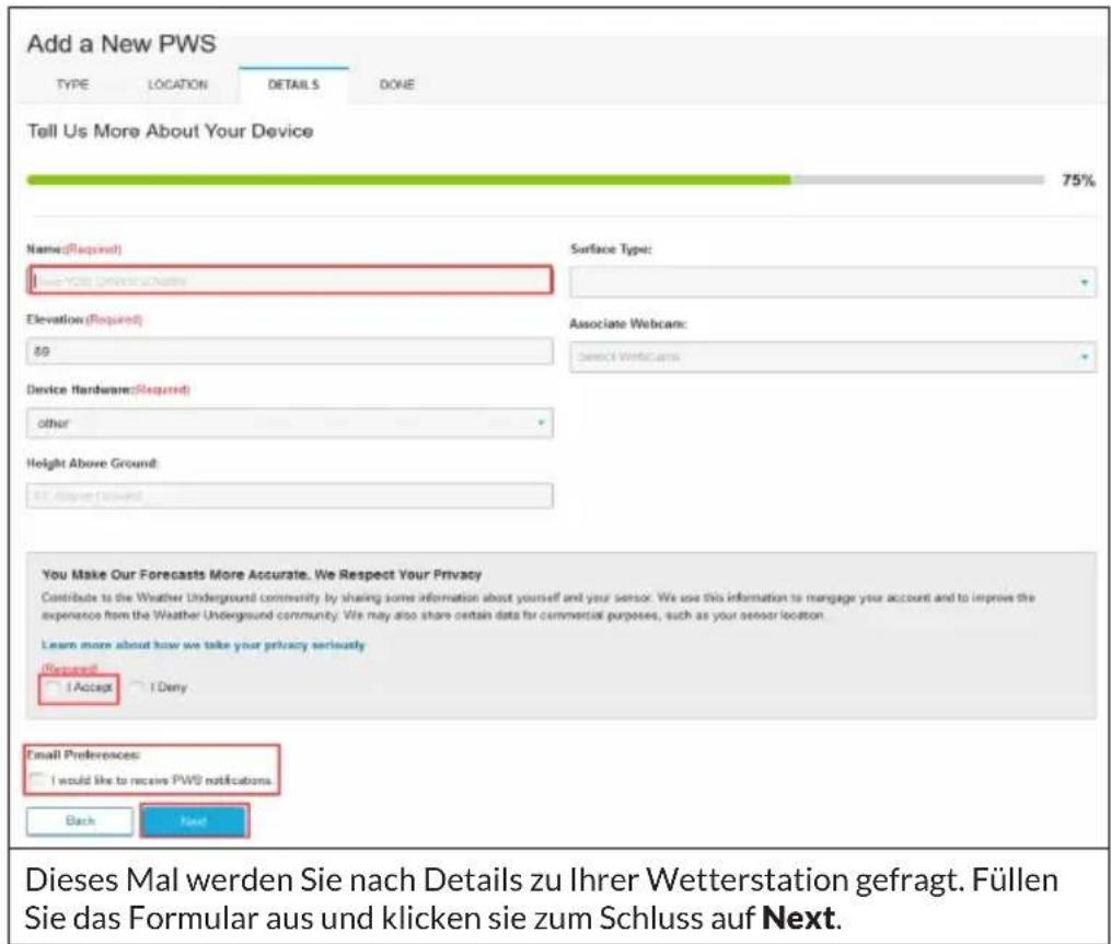 Waldbeck Huygens - Anzeige der Daten auf ecowitt.net - 9