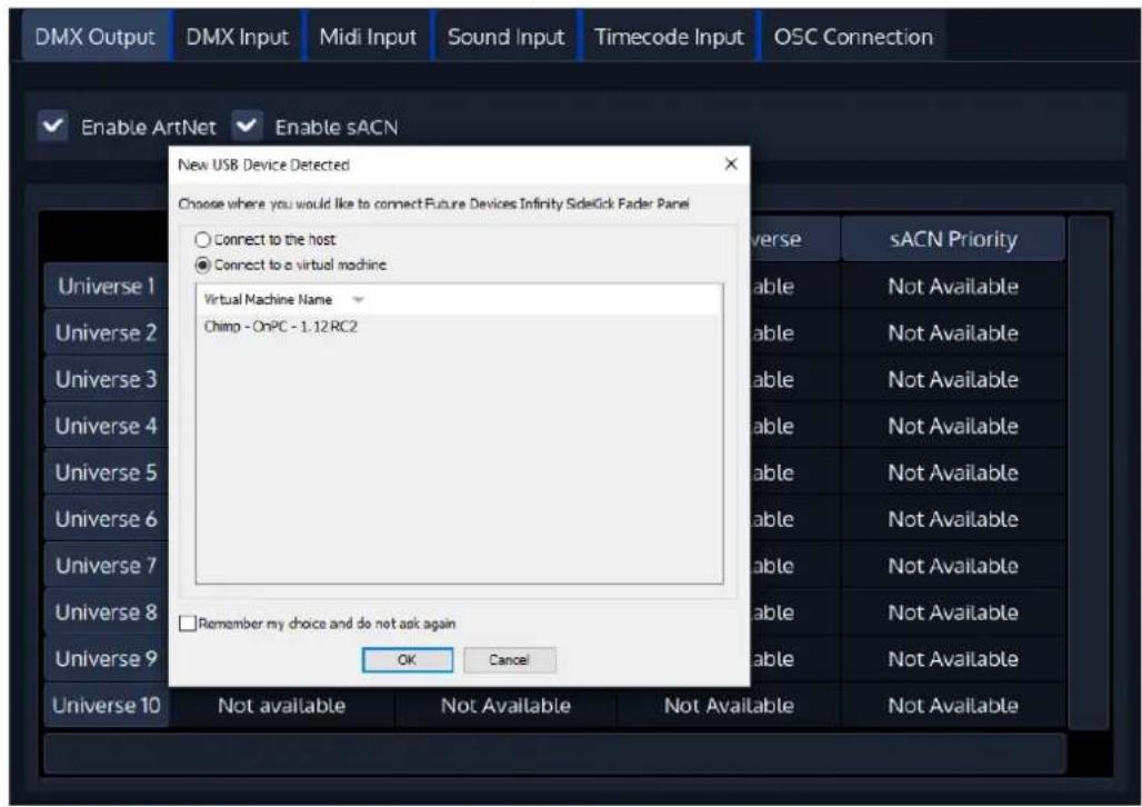 INFINITY SideKick - Connexion au logiciel Chimp OnPC - 1
