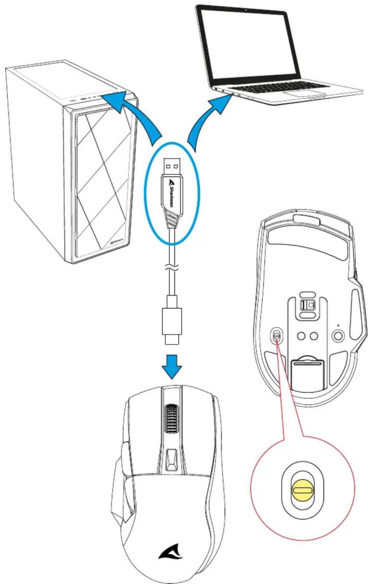 Sharkoon SKILLER SGM50W - Brancher à l'aide du cable - 1