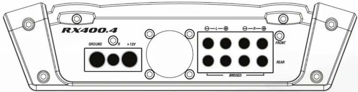 RX400.4 GROUND R +12V - L - ⊕ - R - ⊕ FRONT REAR BRIDGED