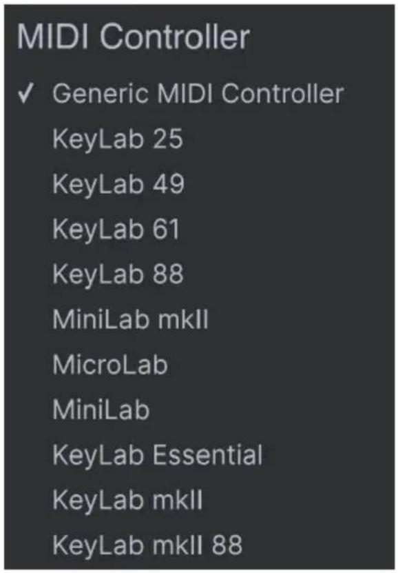 Arturia OP-Xa V - Menu MIDI Controller - 1