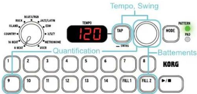 KORG KR-11 - Configuration des paramètres pour l'enregistrement - 1