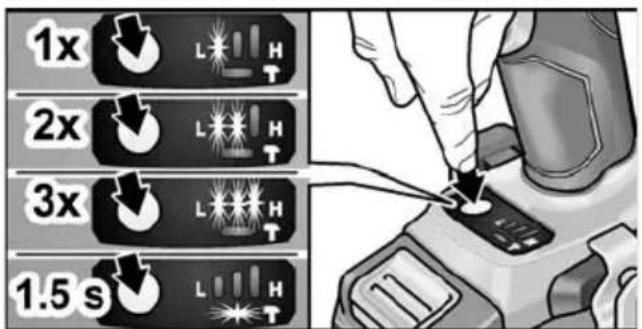 Flex IW 1/2" 18.0-EC - Preselectarea turației și cuplului IW 1/2" 18.0-EC / ID 1/4" 18.0-EC - 1