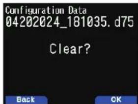 Configuration Data 04202024_181035. d75 Clear? Back OK