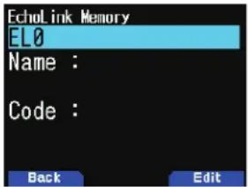EchoLink Memory ELO Name : Code :