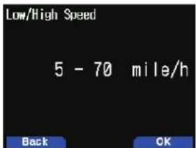 Low/High Speed 5 - 70 mile/h Back OK