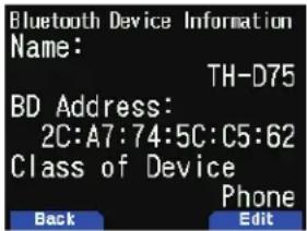 KENWOOD TH-D75A - Pour modifier le nom du périphérique - 1