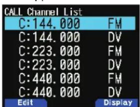 KENWOOD TH-D75A - LISTE DES CANAUX D'APPEL - 1