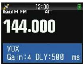 12:00 ATT 144.000 VOX Gain:4 DLY:500 ms