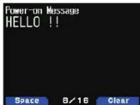 Power-on Message HELLO !! Space 8/16 Clear
