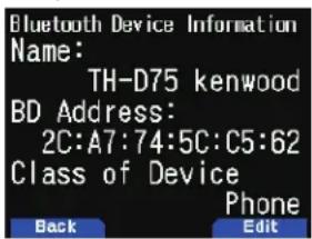 KENWOOD TH-D75A - Pour modifier le nom du périphérique - 4