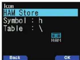 Icon HAM Store Symbol : h Table : \ Back OK