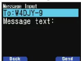 Message Input To:W4DJY-9 Message text: Back Send