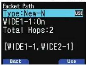 Packet Path Type: New-N USE WIDE1-1:On Total Hops:2 [WIDE1-1, WIDE2-1] Back Use