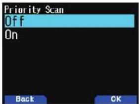 Priority Scan Off On Back OK