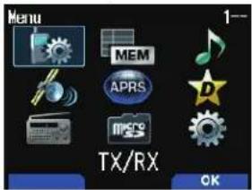 Menu MEM APRS D TX/RX OK