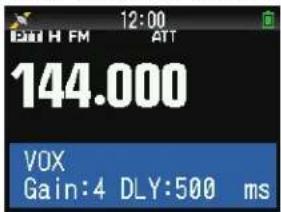 12:00 ATT 144.000 VOX Gain:4 DLY:500 ms